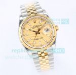 EW Factory Swiss Replica Rolex Datejust Golden Palms Dial Jubilee Bracelet 36MM